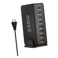 thumbnail image 1 of Cargador USB C de 240 W para teléfonos escolares, estación de carga de escritorio con 8 puertos Negro, 1 of 9