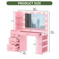 thumbnail image 4 of Uforic Makeup Vanity Desk with Mirror & Lights, Vanity Desk with 4 Drawers & Storage Shelves - Pink, 4 of 9