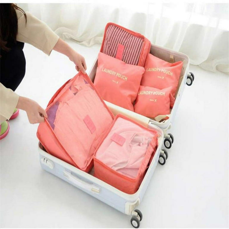 Yirtree 6Pcs Waterproof Travel Storage Bags Clothes Packing Cube Luggage  Organizer Pouch Travel Waterproof Clothing Sorting Bag Packing Cube Luggage  Organizer 