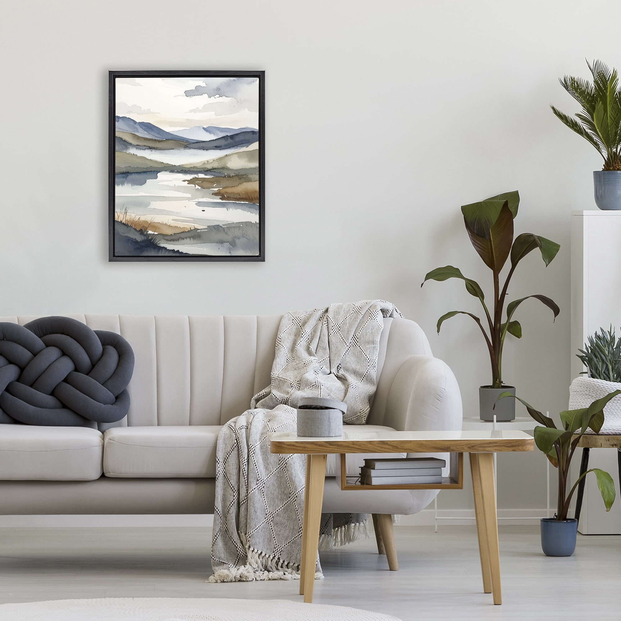 Stupell Industries Flow Of Water Pond Black Framed Floater Canvas Wall Art, design by Alonza Saunders