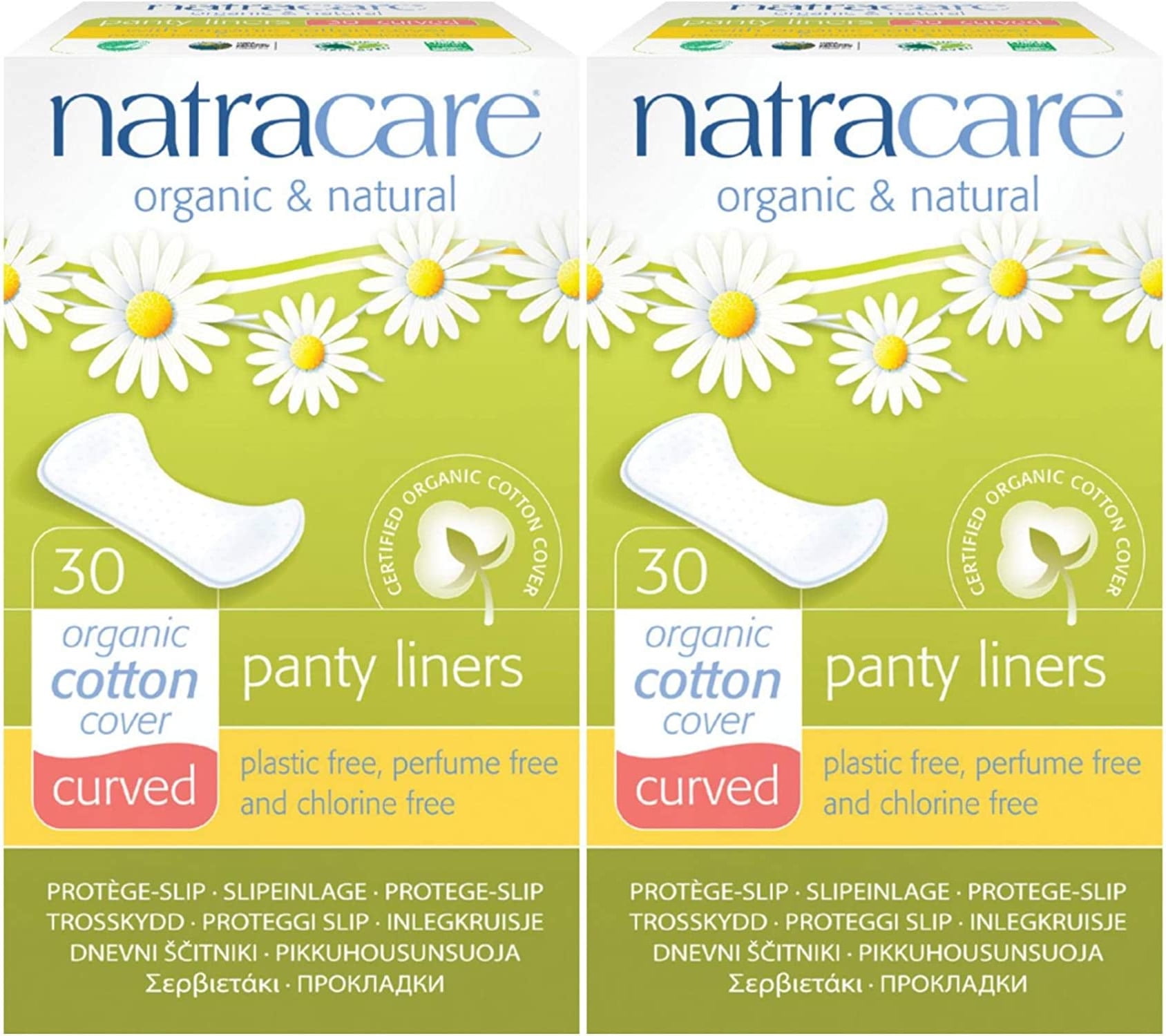 Natracare Organic and Natural Curved Panty Liners, Unscented, 30 Ct