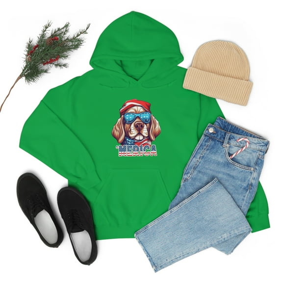 America Patriotic Dog July 4th Independence day Unisex Hooded Sweatshirt