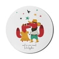 thumbnail image 1 of Fox Mouse Pad for Computers, Love Themed Romantic Cowboy Animal Couple and We Were Meant to Be Together Words, Round Non-Slip Thick Rubber Modern Gaming Mousepad, 8" Round, Multicolor, by Ambesonne, 1 of 2