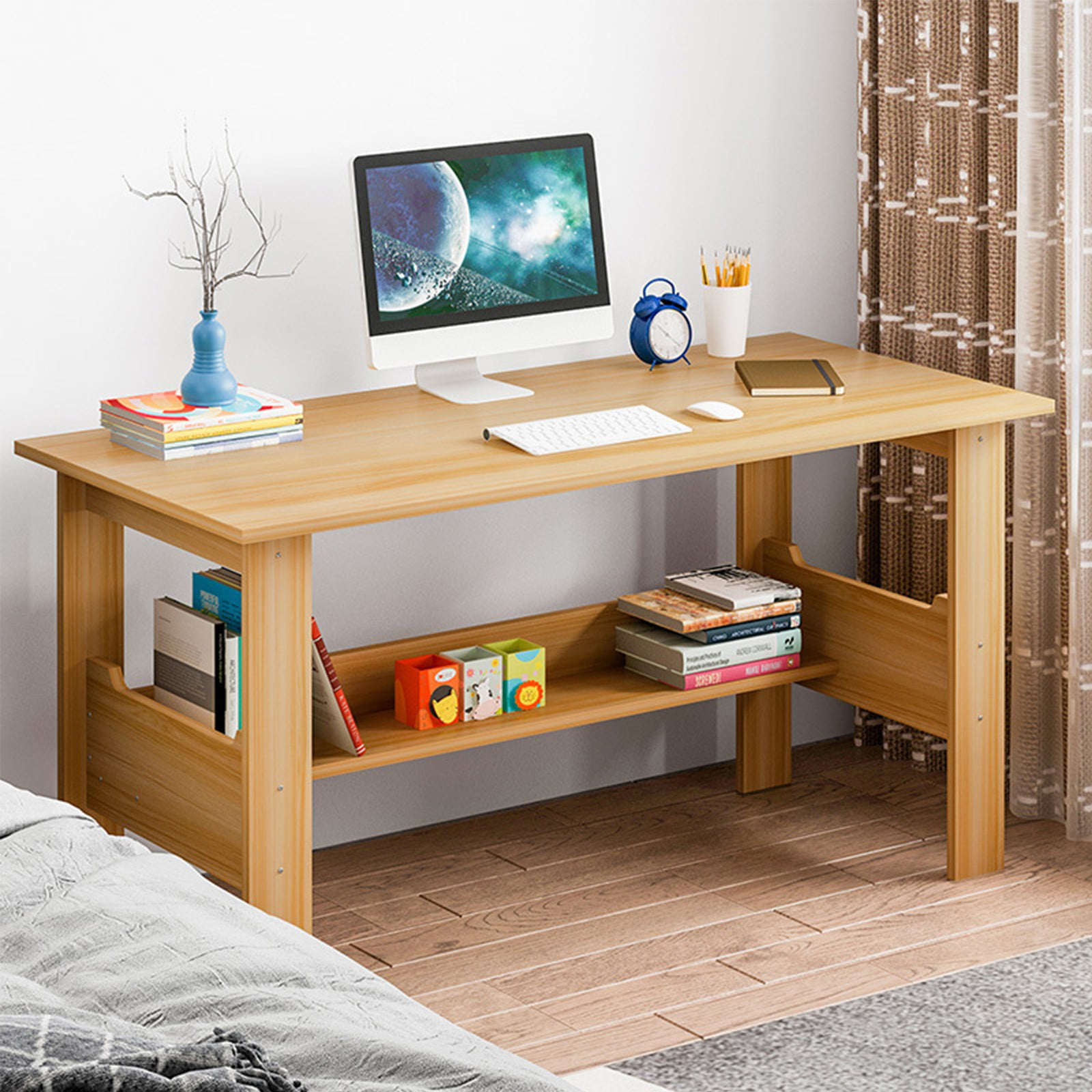 Sunyuan Desk Wood Compact Home Office, Compact Home Office Computer Desktop