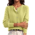 thumbnail image 2 of Nestiefly Womens Button Down Cardigan Sweaters Lightweight Long Sleeve Crew Neck Summer Knit Open Front Tops Earthy Yellow 2XL, 2 of 6
