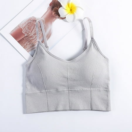 Pavied Minimizer Bras Bralettes for Women Sports Bra Built In Bra Womens Tank Tops Strap Stretch Cotton Camisole With Built In Padded Shelf Bra Small Backless Bra Womens Bras Gray One Size