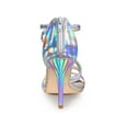 thumbnail image 2 of BLISSFUL STEP Women's Open Toe Strappy Ankle Strap Back Zip Stiletto Heel Sandals Silver 7, 2 of 8