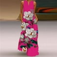 thumbnail image 5 of Robes Vintage Imprimées pour Femmes Été Boho Sans Manches Col en V Longue Robe Décontractée Élégante Plage Fête Maxi Robes Vestidos, 5 of 5