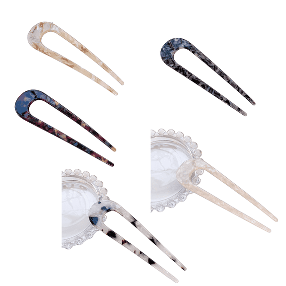 DESIGNICE 5 Pcs French Hair Pin,Floral U Shape Hair Sticks,Simple Temperament Hair Pins,Style 5