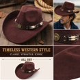 thumbnail image 2 of Qwertyu Cowboy Hat for Men Women Classic Cowgirl Hat Wide Brim Western Women Mens Cowboy Hats Cowgirl Hats Gifts Coffee, 2 of 6