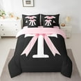 thumbnail image 2 of Erosebridal Initial Letter T Bed in a Bag Full size, Black Pink Bed Set, Kawaii Bow-tie Reversible Bedding Full Size, Lightweight Room Decorative, 7-Piece, 2 of 6