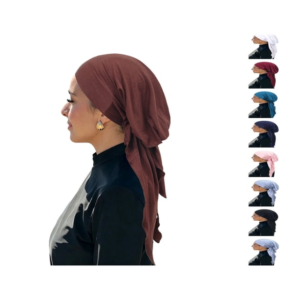 Lumtrix Pre-Tied Headwrap for Women Slip On Turban Cancer Head Scarf Sleep Hair Cover Bandana Cap Coffee One Size