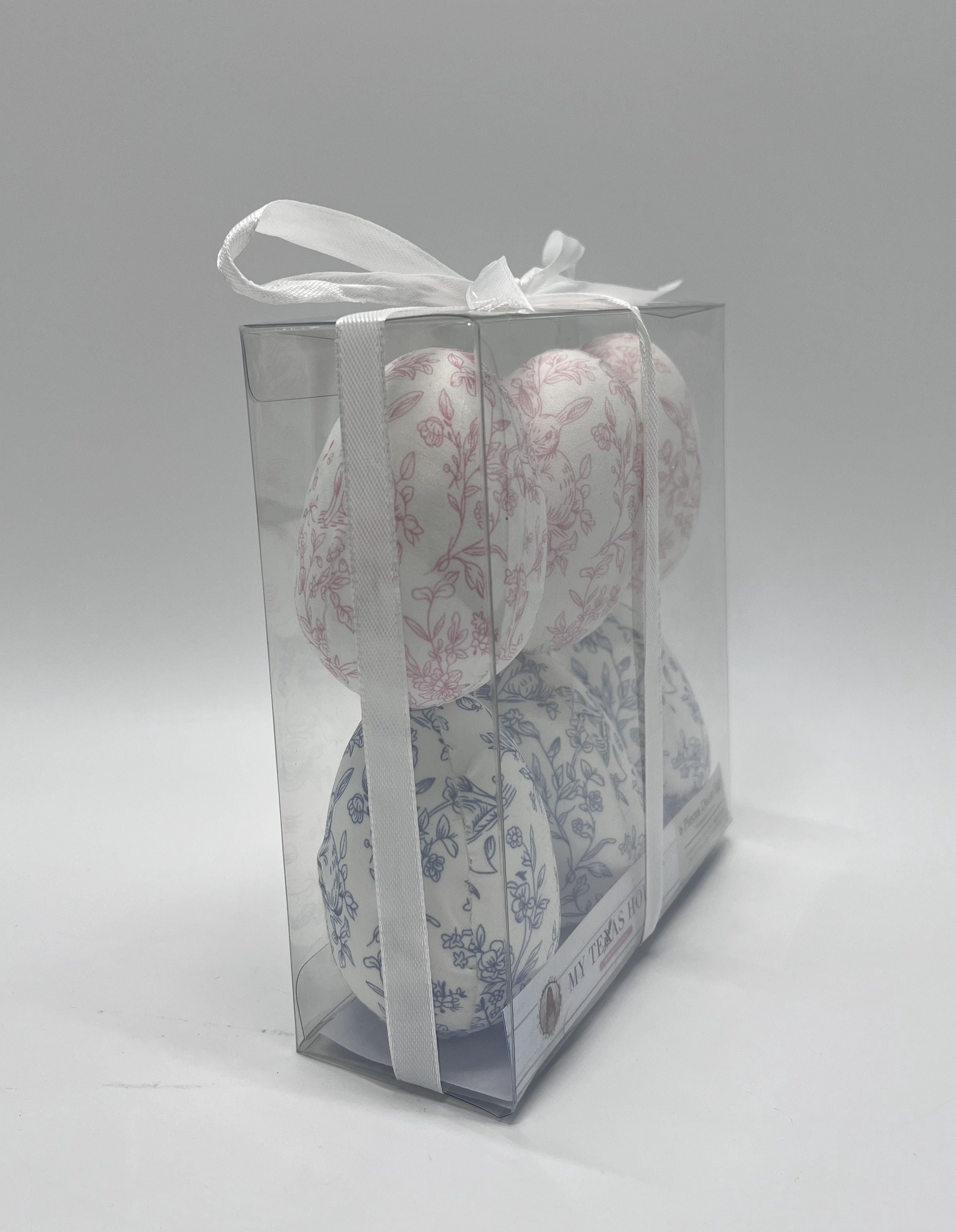 Fabric Floral Easter Egg Decorations, Pink and Blue, 6 Count, by My Texas House