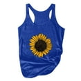 thumbnail image 2 of Tank Top for Women Sunflower Print Crew Neck Sleeveless Plus Size Racerback T Shirt Blue Basic Fitted Summer Clothes M, 2 of 5
