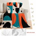 thumbnail image 5 of Burnt Orange Teal Black Blanket Soft Cozy Warm Throw Blanket for Couch, Plush Fuzzy Flannel Fleece Blankets for Sofa, Modern Abstract Geometric Bed Blankets Lightweight Gifts for Women, 32"x48", 5 of 9