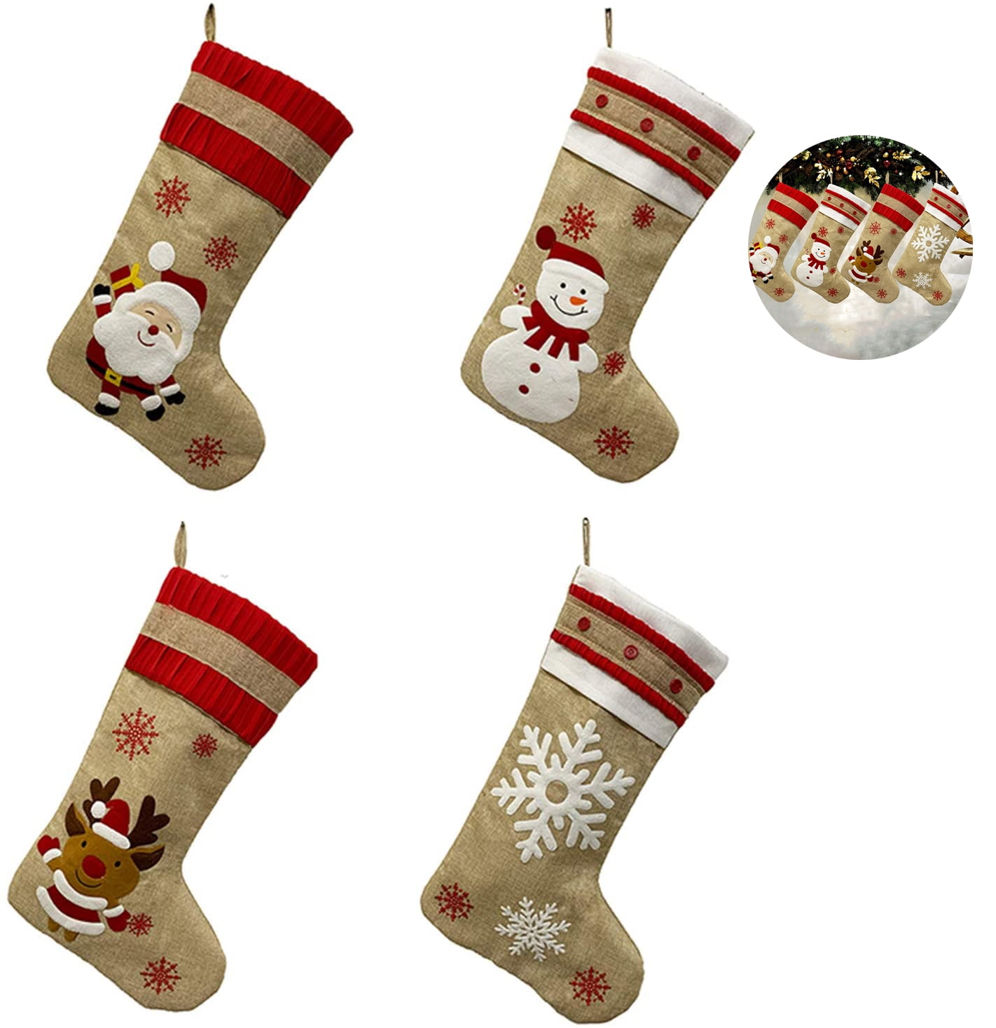 Decoration Socks Bag Burlap Canvas Stocking Canvas Socks Christmas Gift Bags 