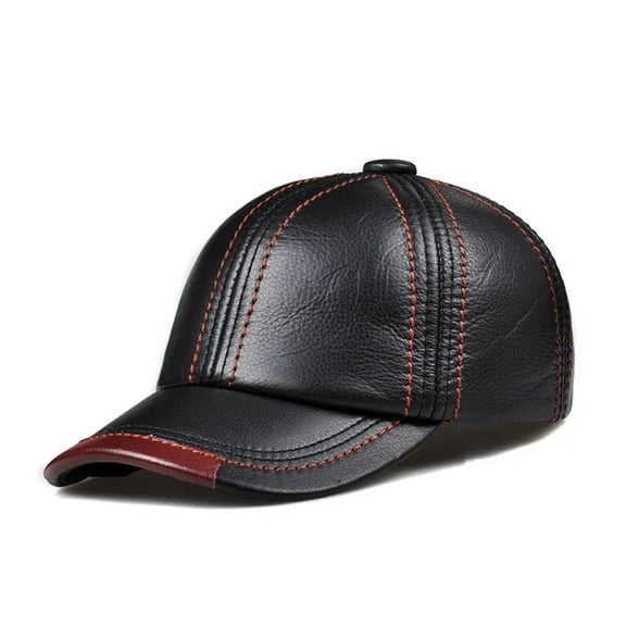 Genuine Leather Baseball Cap Men Black Cowhide Hat Male Adjustable Autumn Winter Real Leather Peaked Hats ,Durable Quality