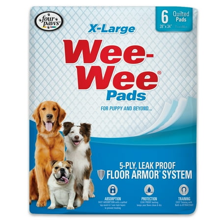 UPC: 0045663016463 | Four Paws Wee Wee Superior Potty Training Dog & Puppy Pads  Pet Pee Pads  XL  6ct