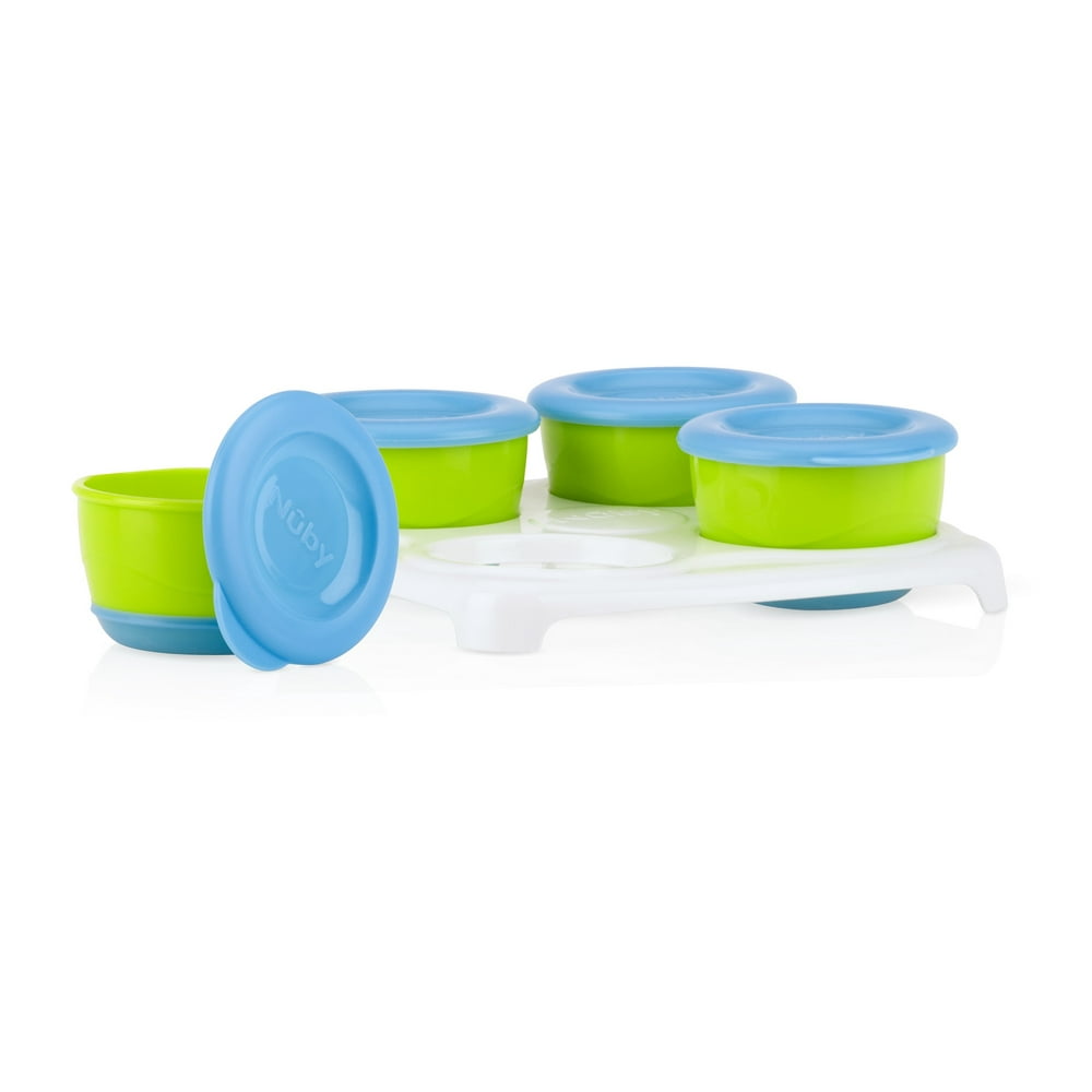 Nuby Garden Fresh Baby Food Storage Containers w/ Tray, 2 oz, 4 pack