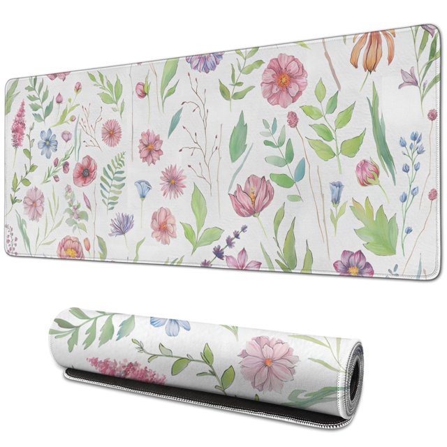 Beautiful Flower Plant Design Mouse Mat - Personalized & Premium-Textured - Washable, Non-Slip Base - Perfect for Wireless Mouse, 31.5x11.8 Inch