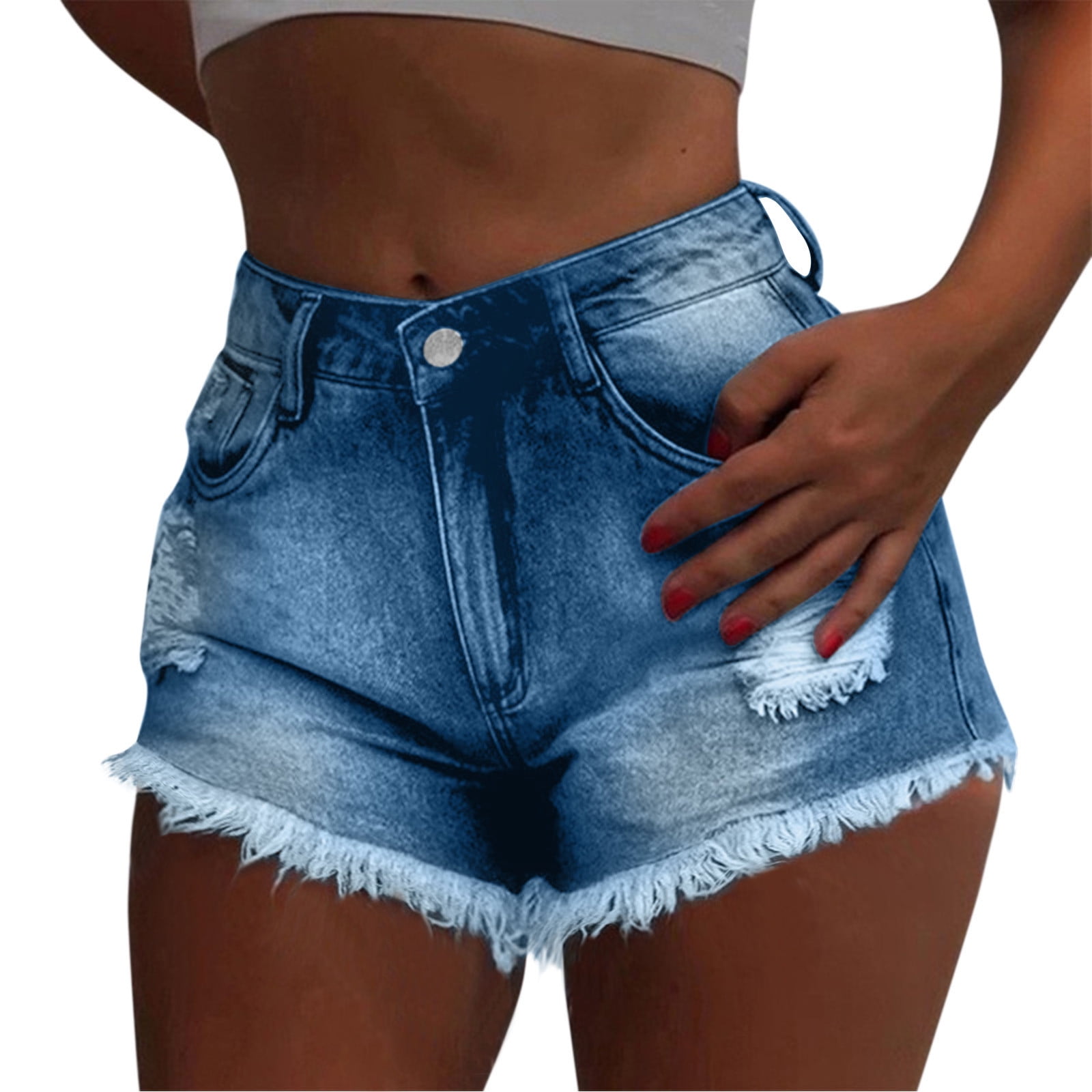 Pgeraug pants for women Washed Frayed Denim Jean Shorts Hot Pants High