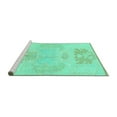 thumbnail image 2 of Ahgly Company Machine Washable Indoor Square Abstract Turquoise Blue Modern Area Rugs, 7' Square, 2 of 4