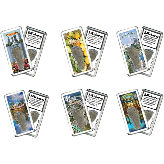 Orlando FootWhere Fridge Magnets. 6 Piece Set. (OD200 - Assorted)