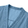 thumbnail image 5 of AherBiu Jean Cardigan for Women Button down V Neck Collarless Long Sleeve Oversized Denim Jacket with Pockets(XX-Large,Sky Blue), 5 of 7