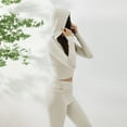thumbnail image 3 of Women Y2k 2 Pieces Outfits Long Sleeve Zip-Up Slim Fit Hooded Crop Sweater Tops Flare Skinny Pants Tracksuits Set, 3 of 4
