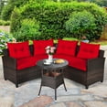 thumbnail image 3 of Patiojoy 4PCS Outdoor Patio Conversation Set Wicker Rattan Sectional Sofa W/Red Cushions, 3 of 8