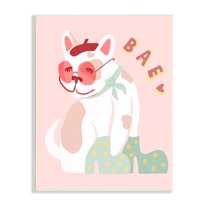 Stupell Industries Bae Heart Sentiment Parisian French Bulldog Beret Hat, 13 x 19, Design by Daphne Polselli