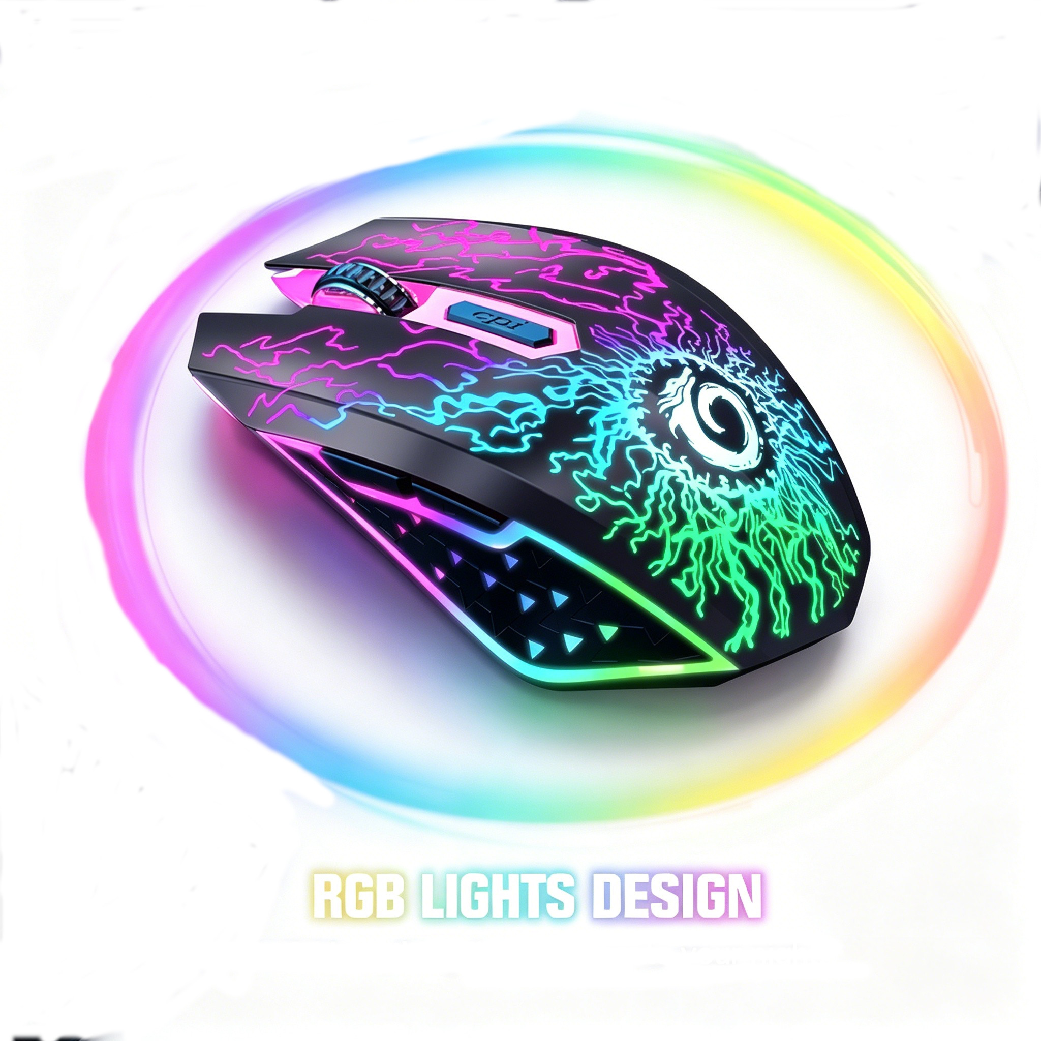 VersionTECH. Wireless Gaming Mouse with RGB Colorful LED Lights, Silent Click, 2.4G USB Nano Receiver, 3 Level DPI for PC Mac XBOX