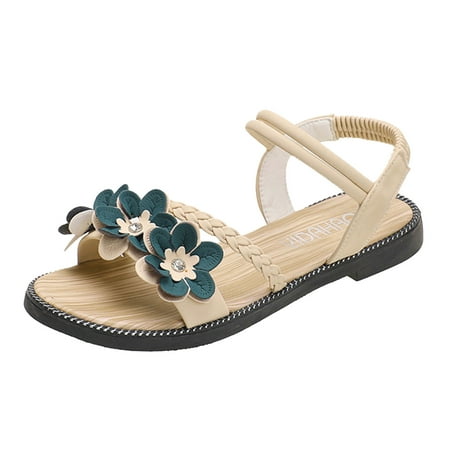 

Youmylove Women Sandals Fashion Spring Breathable Flowers Simple Decoration Elastic Blnad Slip On Sandals Summer Comfy Beach Outdoor Walking Footwear