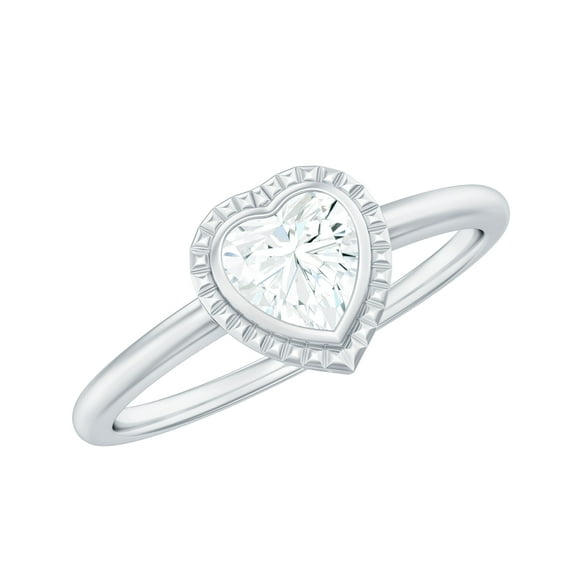 Rosec Jewels Heart Shape Diamond Promise Ring for Women (5 mm Lab Grown, EF-VS Quality), 925 Sterling Silver, US 4.00