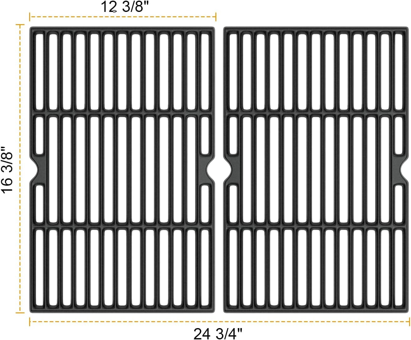 Cooking Grid Grates for Kenmore 4 Burner Grills,Enamel Cast Iron Grate Replacement Parts for Kenmore 146.10016510,146.46365610,146.16142210,146.16198211,2 Pack