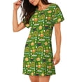 thumbnail image 2 of Fotbe traditional Irish colours Bata de Dormir para Mujer con Estampado, Camisón de Algodón de Manga Corta, Ropa de Dormir Casual, 2 of 6