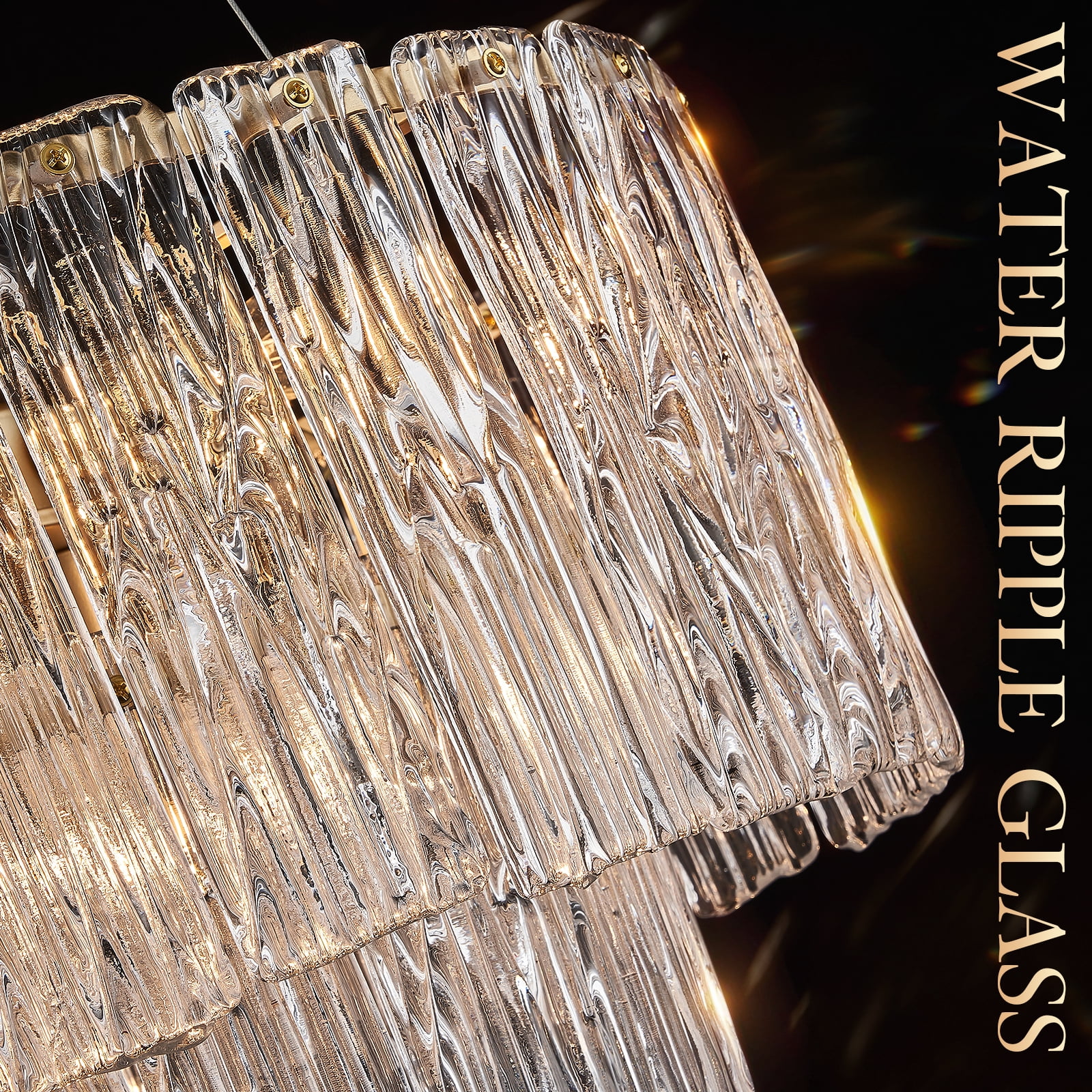 Modern Gold Crystal Chandeliers, 20” 7-Light Crystal Glass Ceiling Pendant Light Fixtures Luxury Round Chandelier 2 Tiers Hanging Lighting for Dining Room Foyer Living Room Bedroom