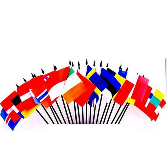 NORTHWEST EUROPE WORLD FLAG SET--20 Polyester 4"x6" Flags, One Flag for Each Country in Northwest Europe 4x6 Miniature Desk & Table Flags, Small Mini Stick Flags