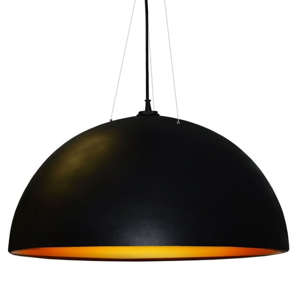Dainolite 3 Bulb Pendant, Black & Gold Finish