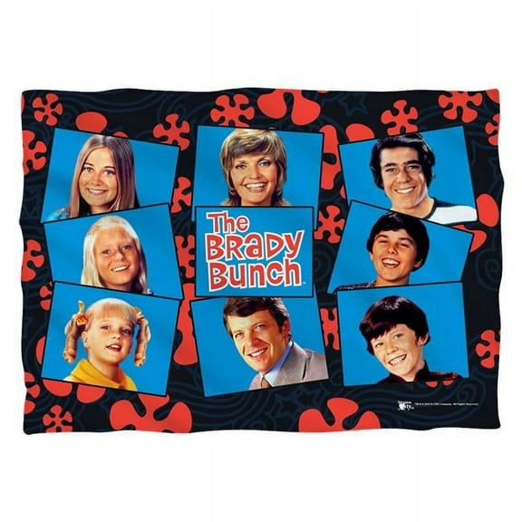 Brady Bunch/squares-pillow Case-white-20x28