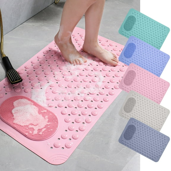 Xuniizn Bathroom Rugs 15x27" Bath Mat, Extra Soft Absorbent Chenille Shower Mat, Rubber Backing Quick Dry, Machine Washable Bath Mats for Bathroom Floor, Tub and Shower, Home Decor Accessories, Pink