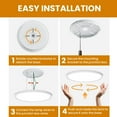 thumbnail image 3 of Super Slim 12" LED Ceiling Lights (3000LM) - Dimmable, 5000K CCT, 24W Flat Panels for Living Room, Kitchen, Corridor, Stairways. Low-Profile Surface Mount fixtures (5000K, 1 Pack), 3 of 8