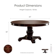 Furniture of America Ramsaran Wood Pedestal Dining Table in Brown Cherry