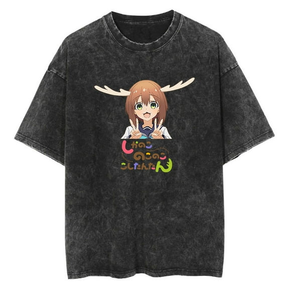 Anime My Deer Friend Nokotan Washed Vintage T-Shirt Merch Casual Short Sleeved T Shirt Unisex TShirt