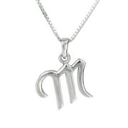 Sterling Silver Initial Charm Necklace, Letter M