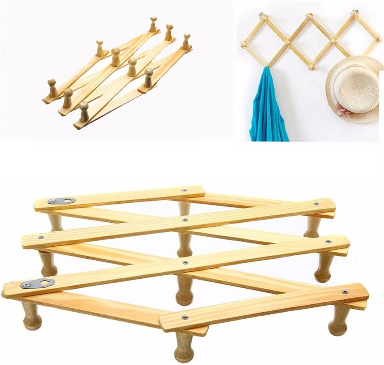 2 PCS Wooden Expandable Coat Rack Hanger, Retractable Hanger,Expandable