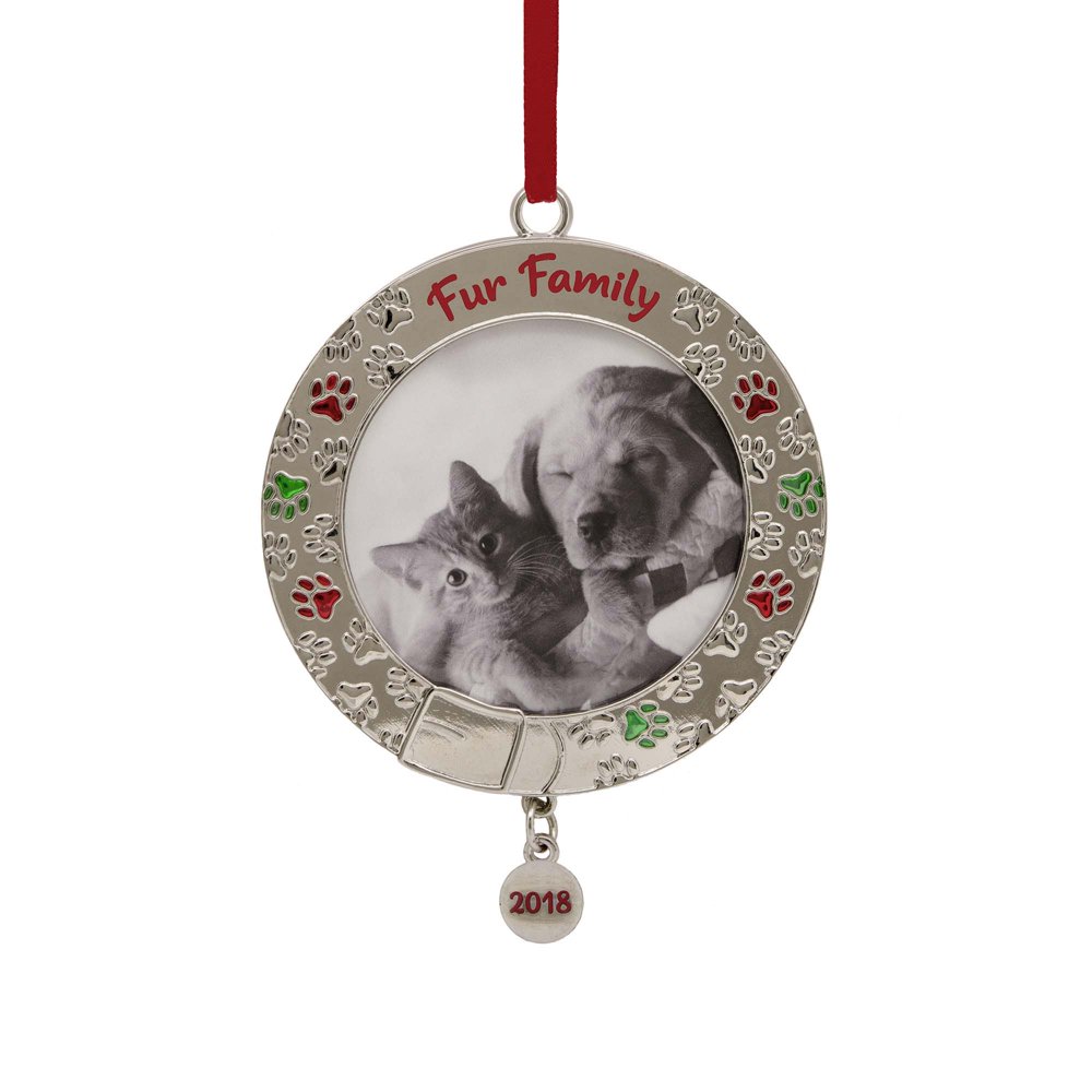 Hallmark Fur Family 2018 Picture Frame Premium Metal Christmas Ornament