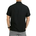 thumbnail image 3 of HAPPY BAY Men's Hawaiian Shirts Solid Beach Shirts Casual Short Sleeve Button Down Collared Shirt Men L Black, Plain, 3 of 7