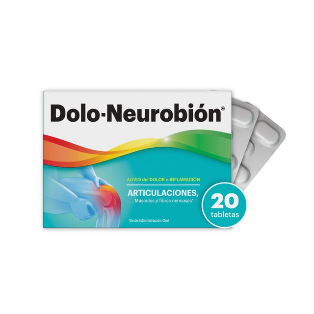 Dolo-Neurobión acción 4 en 1, alivia el dolor e inflamación articular, acorta el tiempo de tratamiento y brinda energía para recuperación 20 tabletas