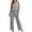 Gray, variant on Women's Pajama Sets with Built In Bra V Neck Long Sleeve Tops with Pants 2 Piece Sleepwear Lightweight Soft Comfy Lounge Set